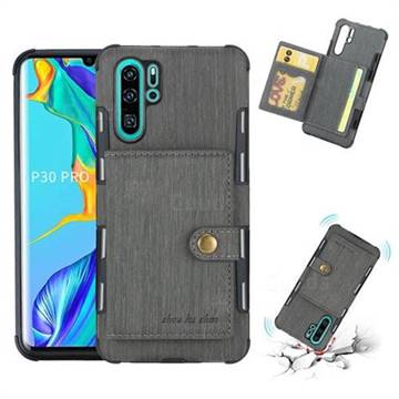 Brush Multi-function Leather Phone Case for Huawei P30 Pro - Gray