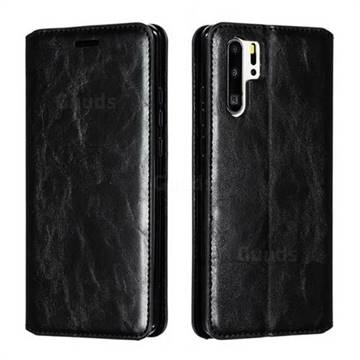Retro Slim Magnetic Crazy Horse PU Leather Wallet Case for Huawei P30 Pro - Black