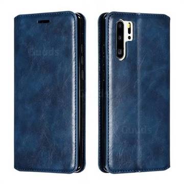 Retro Slim Magnetic Crazy Horse PU Leather Wallet Case for Huawei P30 Pro - Blue