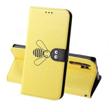 Silk Texture Bee Pattern Leather Phone Case for Huawei P30 Pro - Yellow