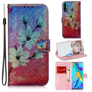 Magnolia Laser Shining Leather Wallet Phone Case for Huawei P30 Pro