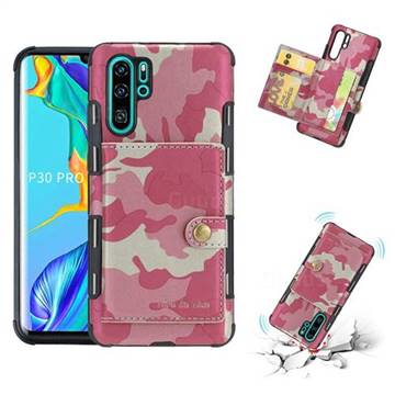 Camouflage Multi-function Leather Phone Case for Huawei P30 Pro - Rose