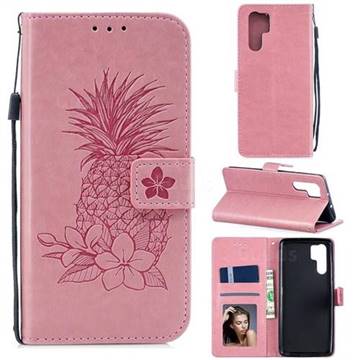 Embossing Flower Pineapple Leather Wallet Case for Huawei P30 Pro - Pink