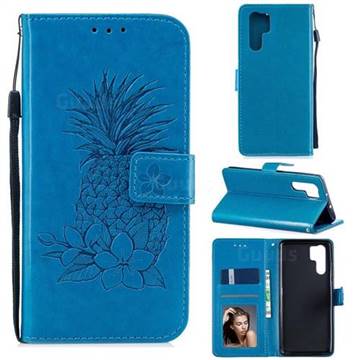 Embossing Flower Pineapple Leather Wallet Case for Huawei P30 Pro - Blue