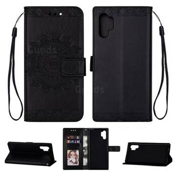 Intricate Embossing Totem Flower Leather Wallet Case for Huawei P30 Pro - Black