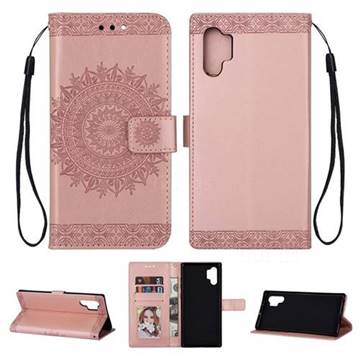 Intricate Embossing Totem Flower Leather Wallet Case for Huawei P30 Pro - Rose Gold