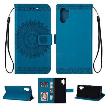 Intricate Embossing Totem Flower Leather Wallet Case for Huawei P30 Pro - Blue