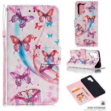 Ribbon Flying Butterfly 3D Painted Leather Phone Wallet Case for Huawei P30 Pro