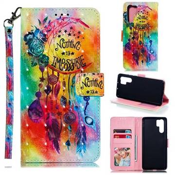 Flower Wind Chimes 3D Painted Leather Phone Wallet Case for Huawei P30 Pro