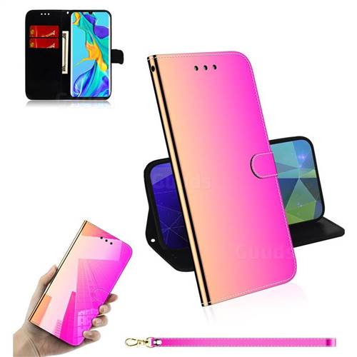 Shining Mirror Like Surface Leather Wallet Case for Huawei P30 Pro
