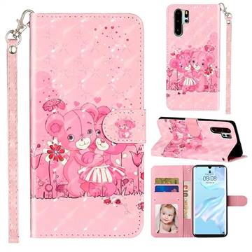 Pink Bear 3D Leather Phone Holster Wallet Case for Huawei P30 Pro