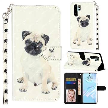 Pug Dog 3D Leather Phone Holster Wallet Case for Huawei P30 Pro
