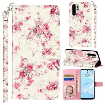 Rambler Rose Flower 3D Leather Phone Holster Wallet Case for Huawei P30 Pro