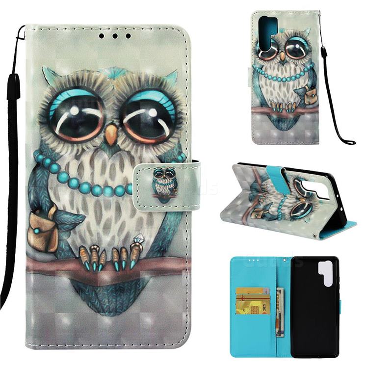 Sweet Gray Owl 3D Painted Leather Wallet Case for Huawei P30 Pro