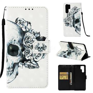 Skull Flower 3D Painted Leather Wallet Case for Huawei P30 Pro