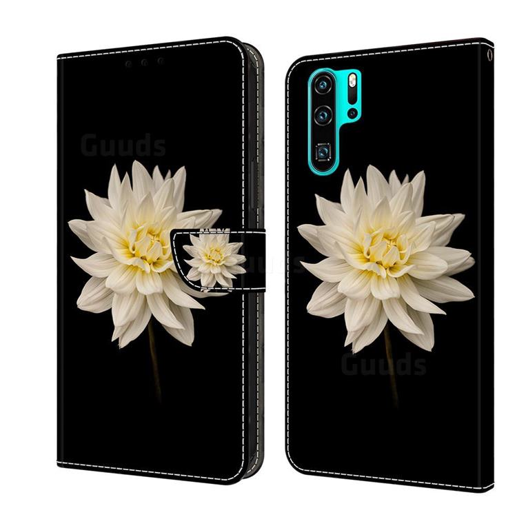 White Flower Crystal PU Leather Protective Wallet Case Cover for Huawei P30 Pro