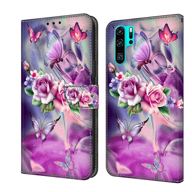 Flower Butterflies Crystal PU Leather Protective Wallet Case Cover for Huawei P30 Pro
