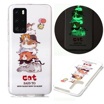 Cute Cat Noctilucent Soft TPU Back Cover for Huawei P40
