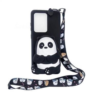 Cute Panda Neck Lanyard Zipper Wallet Silicone Case for Huawei P40
