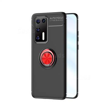 Auto Focus Invisible Ring Holder Soft Phone Case for Huawei P40 - Black Red