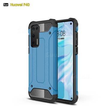 King Kong Armor Premium Shockproof Dual Layer Rugged Hard Cover for Huawei P40 - Sky Blue