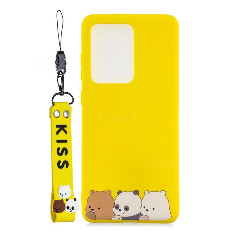 Yellow Bear Family Soft Kiss Candy Hand Strap Silicone Case for Huawei P40
