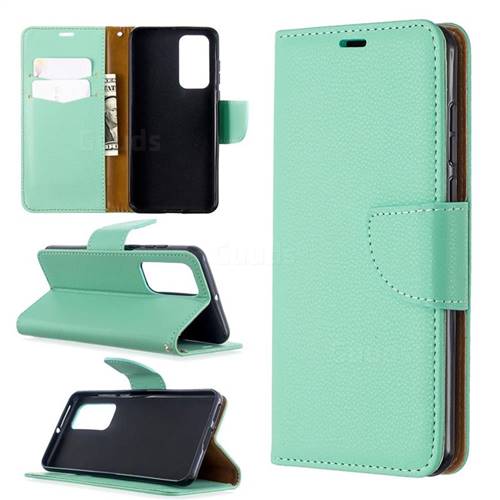 Classic Luxury Litchi Leather Phone Wallet Case for Huawei P40 - Green