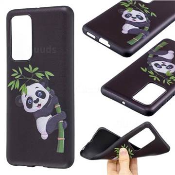 Bamboo Panda 3D Embossed Relief Black Soft Back Cover for Huawei P40