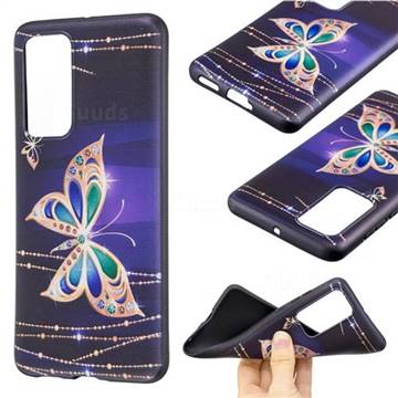 Golden Shining Butterfly 3D Embossed Relief Black Soft Back Cover for Huawei P40