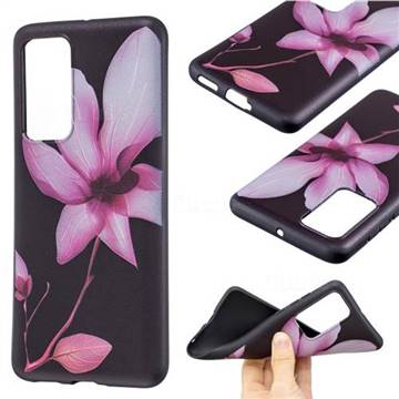 Lotus Flower 3D Embossed Relief Black Soft Back Cover for Huawei P40
