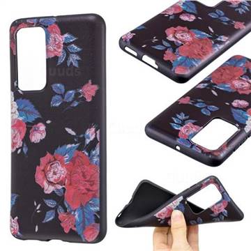 Safflower 3D Embossed Relief Black Soft Back Cover for Huawei P40