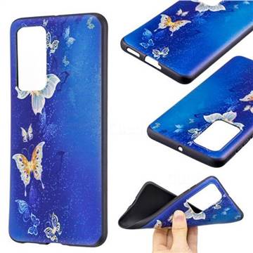 Golden Butterflies 3D Embossed Relief Black Soft Back Cover for Huawei P40