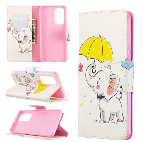 Umbrella Elephant Leather Wallet Case for Huawei P40