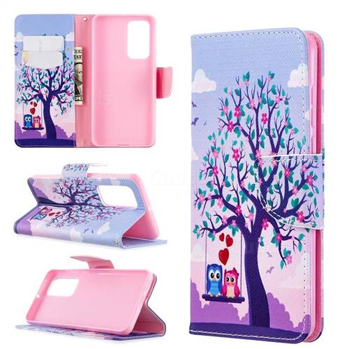 Tree and Owls Leather Wallet Case for Huawei P40
