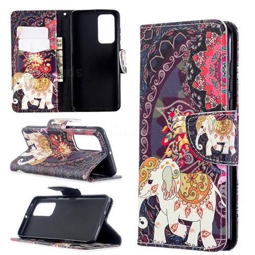 Totem Flower Elephant Leather Wallet Case for Huawei P40