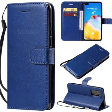 Retro Greek Classic Smooth PU Leather Wallet Phone Case for Huawei P40 - Blue