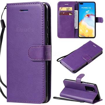 Retro Greek Classic Smooth PU Leather Wallet Phone Case for Huawei P40 - Purple