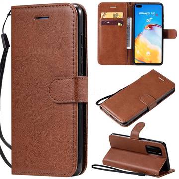 Retro Greek Classic Smooth PU Leather Wallet Phone Case for Huawei P40 - Brown
