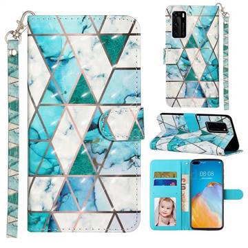 Stitching Marble 3D Leather Phone Holster Wallet Case for Huawei P40