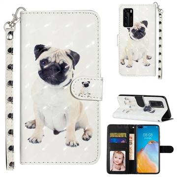 Pug Dog 3D Leather Phone Holster Wallet Case for Huawei P40