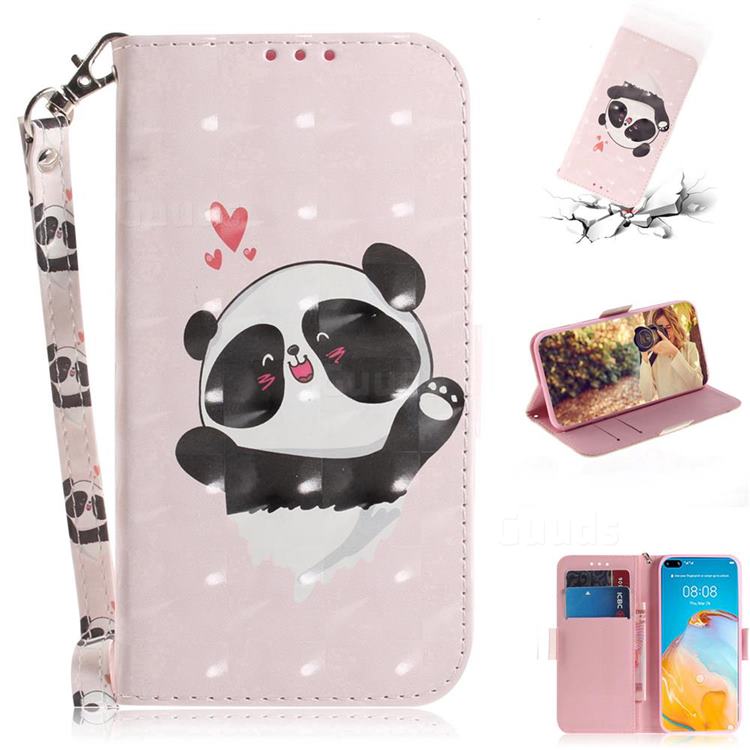 Heart Cat 3D Painted Leather Wallet Phone Case for Huawei P40