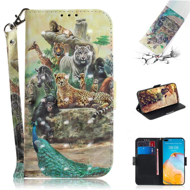 Beast Zoo 3D Painted Leather Wallet Phone Case for Huawei P40