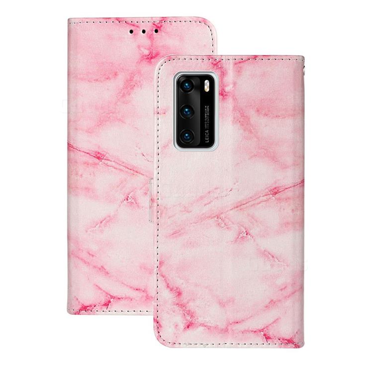 Pink Marble PU Leather Wallet Case for Huawei P40