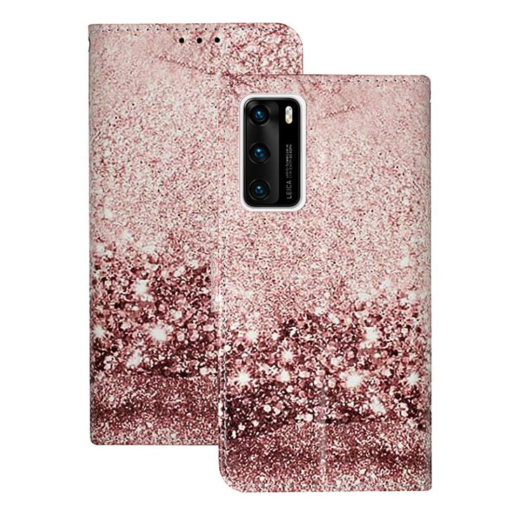 Glittering Rose Gold PU Leather Wallet Case for Huawei P40