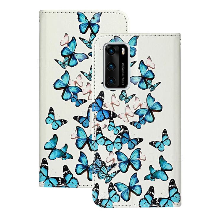 Blue Vivid Butterflies PU Leather Wallet Case for Huawei P40
