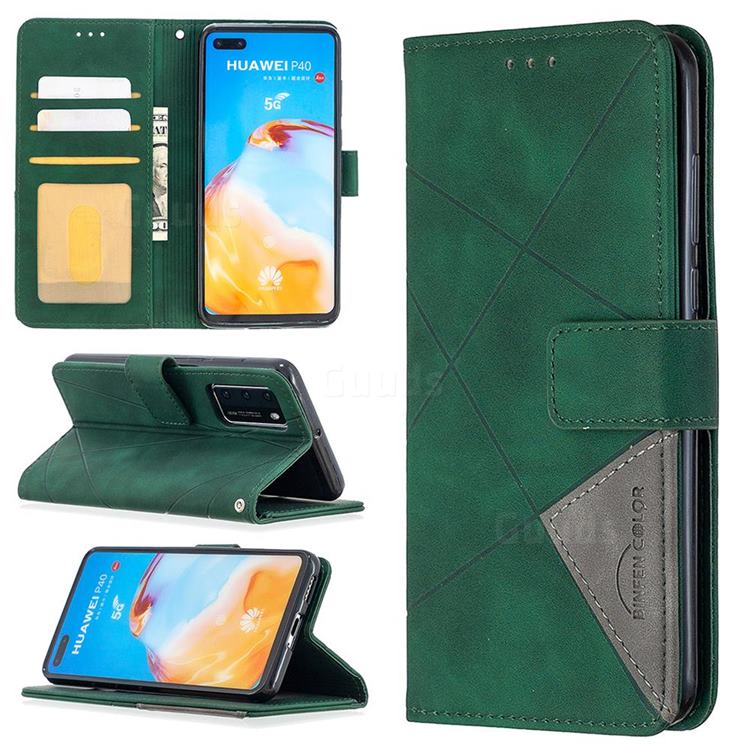Binfen Color BF05 Prismatic Slim Wallet Flip Cover for Huawei P40 - Green