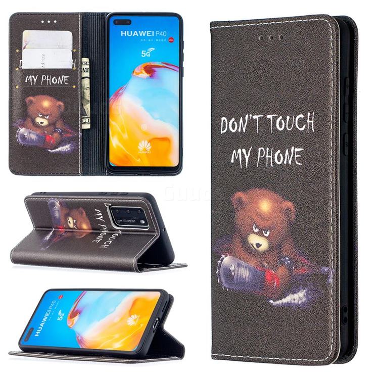 Chainsaw Bear Slim Magnetic Attraction Wallet Flip Cover for Huawei P40