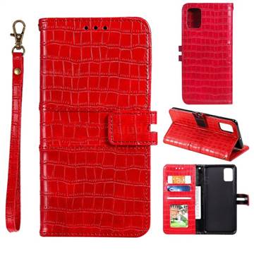 Luxury Crocodile Magnetic Leather Wallet Phone Case for Huawei P40 - Red
