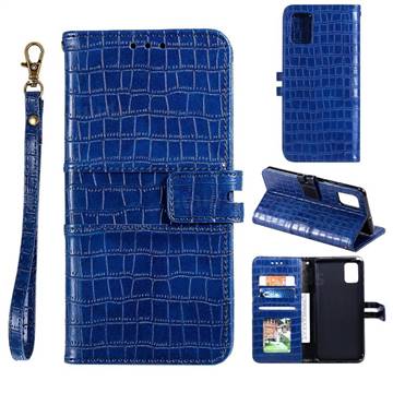 Luxury Crocodile Magnetic Leather Wallet Phone Case for Huawei P40 - Blue