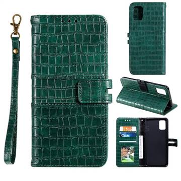 Luxury Crocodile Magnetic Leather Wallet Phone Case for Huawei P40 - Green